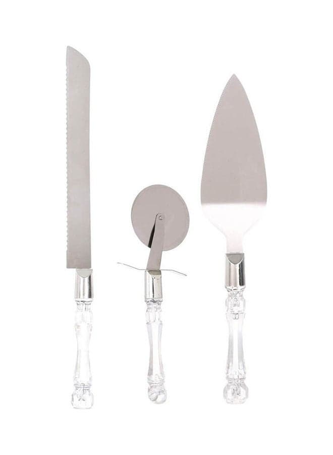 Stainless Steel Serving And Cutting Set 3 Pcs Silver