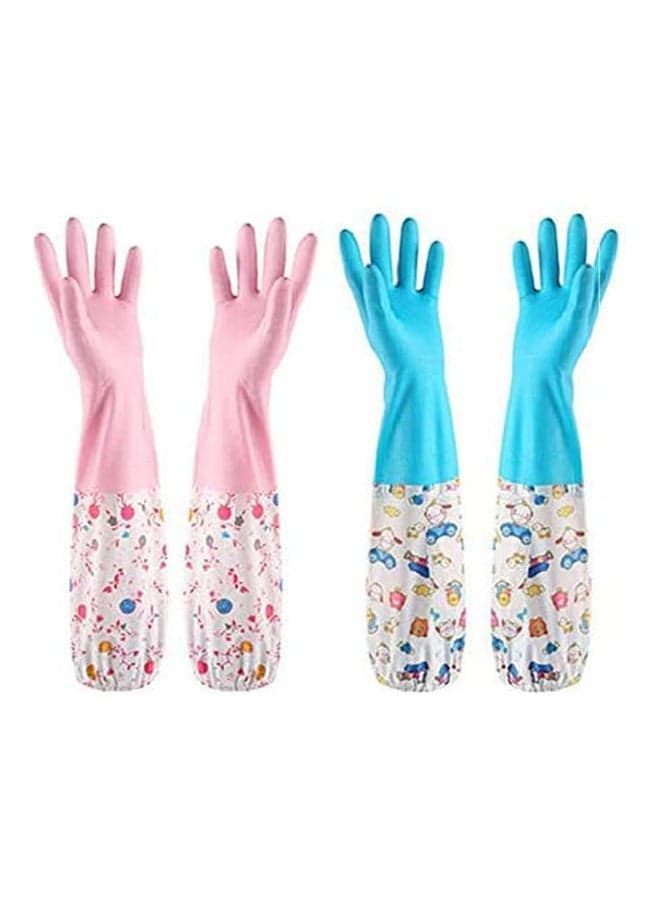 Thickened Cleaning Gloves Set of 2 Household Washing Gloves Waterproof Latex Gloves for Kitchen Dish Washing Laundry Cleaning Multicolour Kitchen Accessories