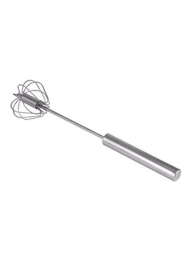 Egg Whisk Works By Pressing Metal Silver