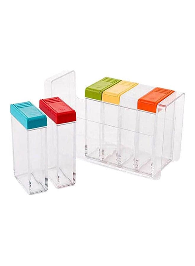 Plastic Crystal Seasoning Pepper And Salt Spice Rack - 6 Pcs Multicolour