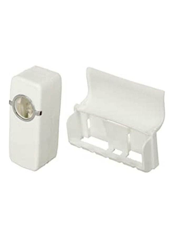 Plastic Toothpaste Dispenser And Toothbrushes Holder White