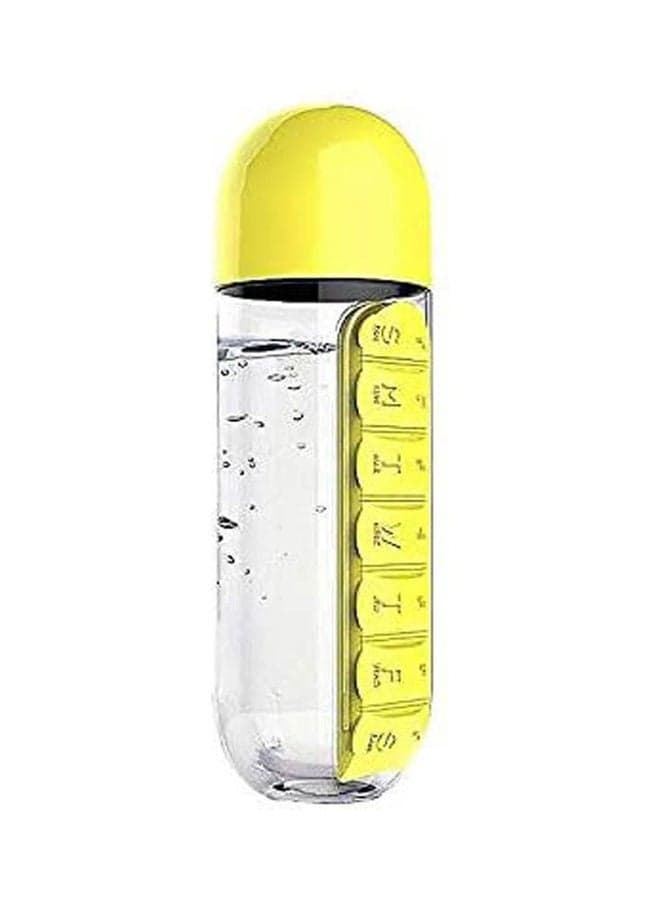 Combine Daily Pill Box Organizer With Water Bottle Yellow