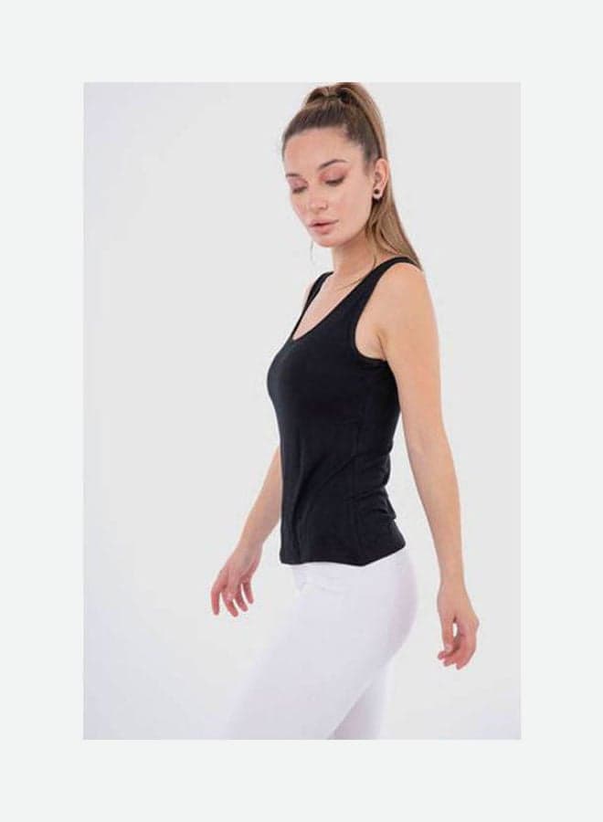 Women's Cotton Stretch Plain Tank Top Black Women's T-shirts
