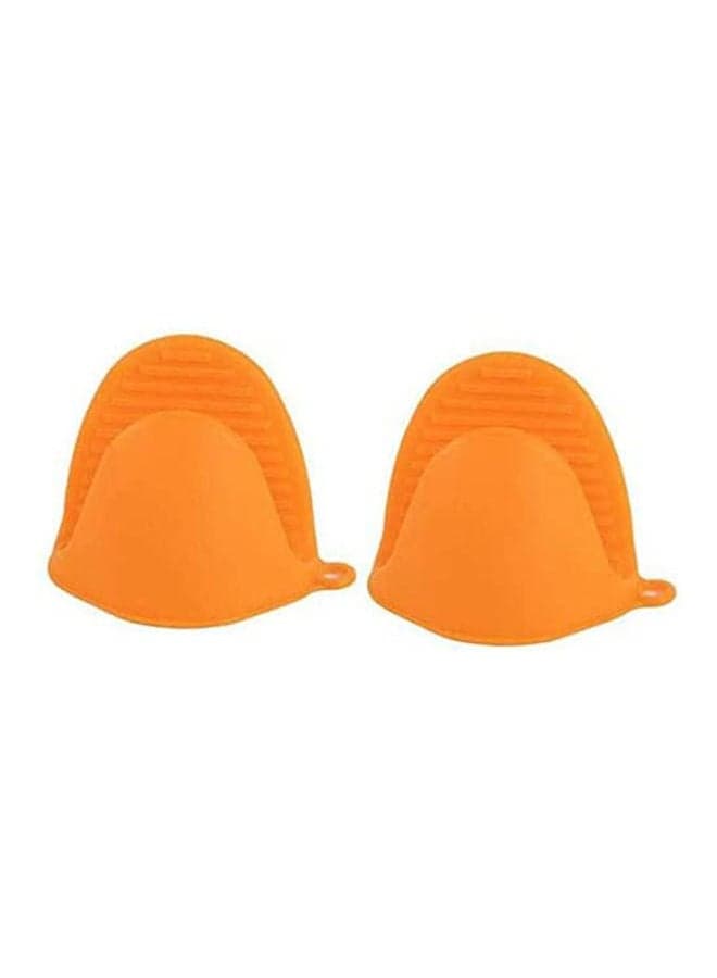 2Pcs Anti Scald Microwave Oven Gloves Cooking Silicone Orange