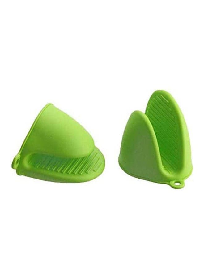 2Pcs Kitchen Silicone Gloves Non-Slip Insulated Heat Resistant Oven Mitts Green