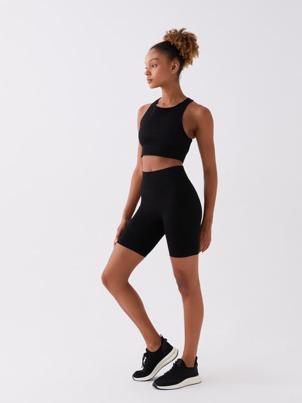 Elastic Waist Plain Seamless Women's Sports Leggings