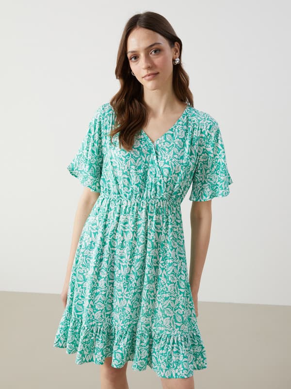Double Breasted Floral Dress