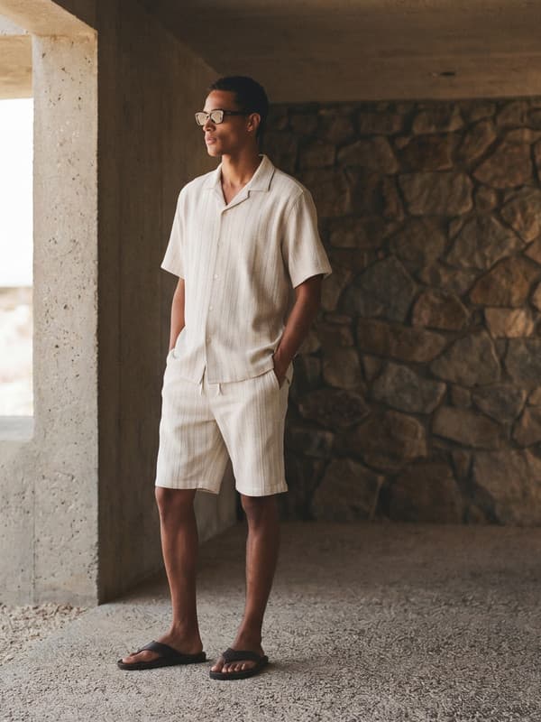 Standard Fit Linen Look Men's Shorts