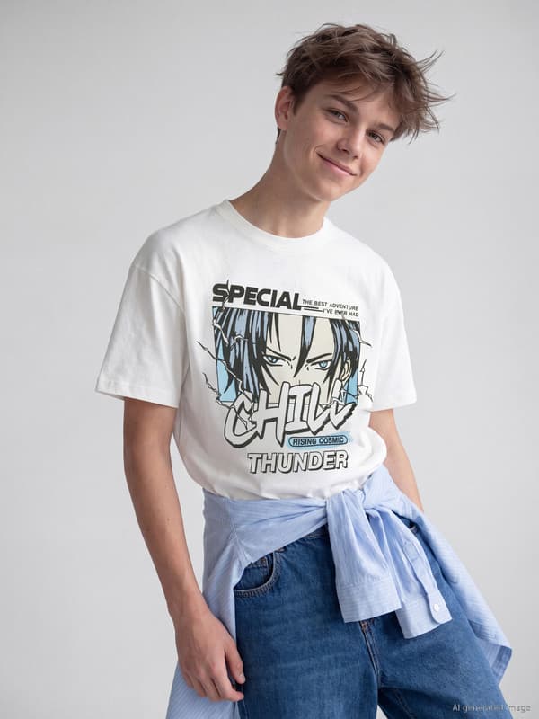 Crew Neck Printed Boys' T-Shirt