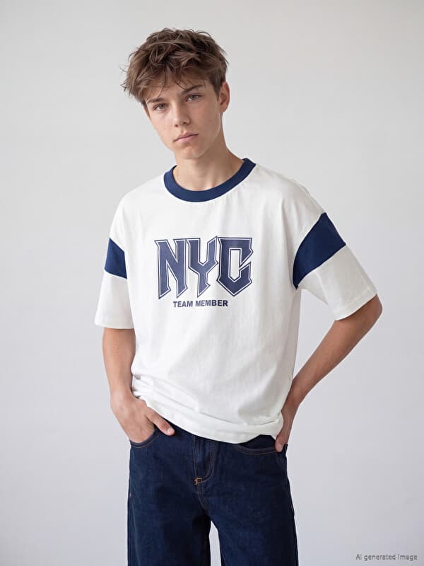 Crew Neck NYC Printed Boys' T-Shirt