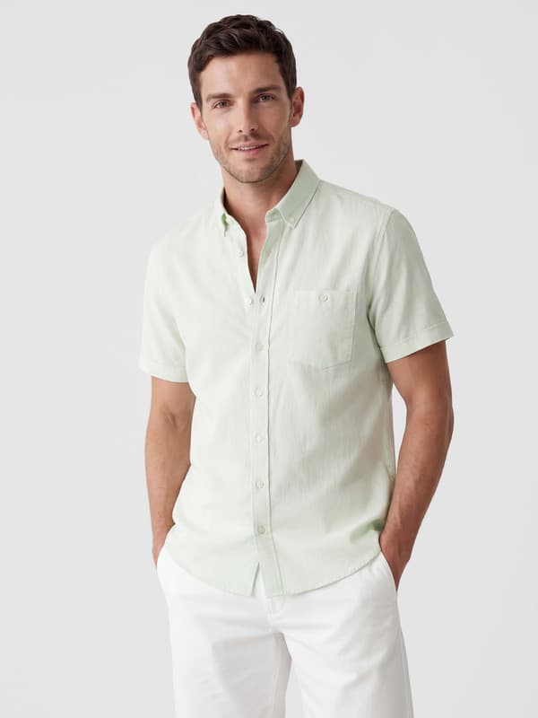 Regular Fit Linen Blend Men's Shirt
