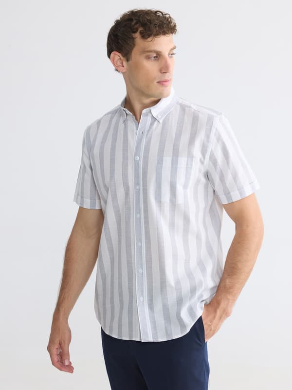Regular Fit Striped Dobby Men's Shirt