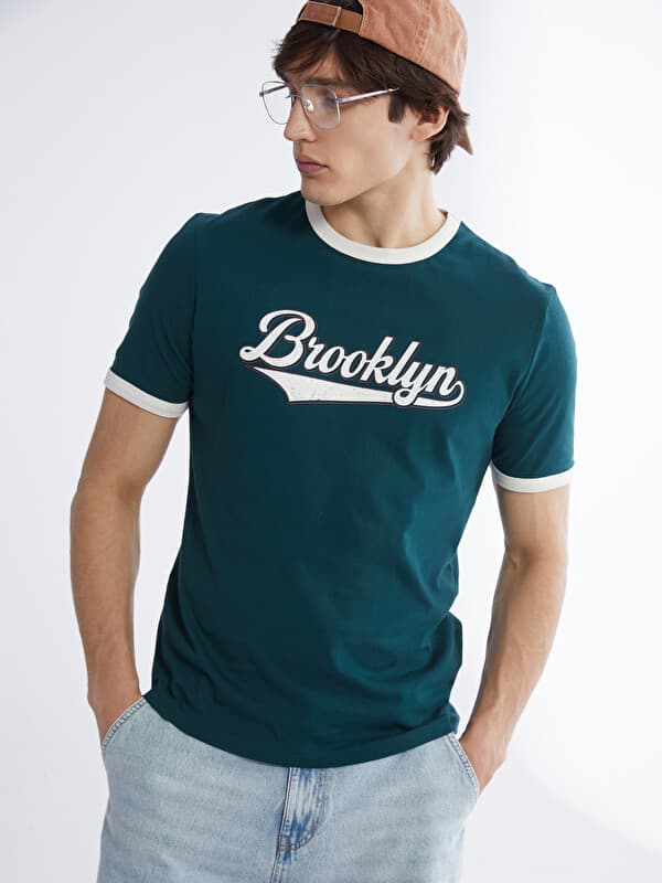 Crew Neck Brooklyn Printed Men's T-Shirt
