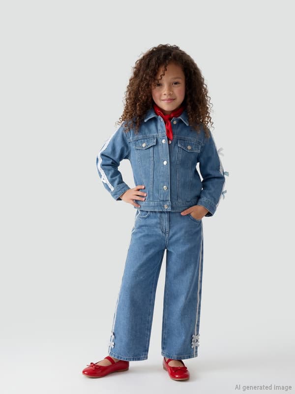 Wideleg Side Striped Girls' Jeans