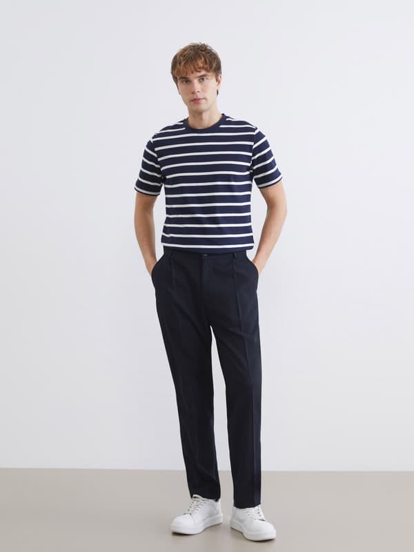 Loose Fit Pleated Men's Trousers