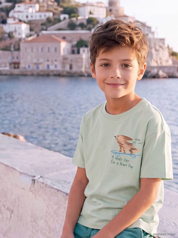 Crew Neck Printed Boys' T-Shirt