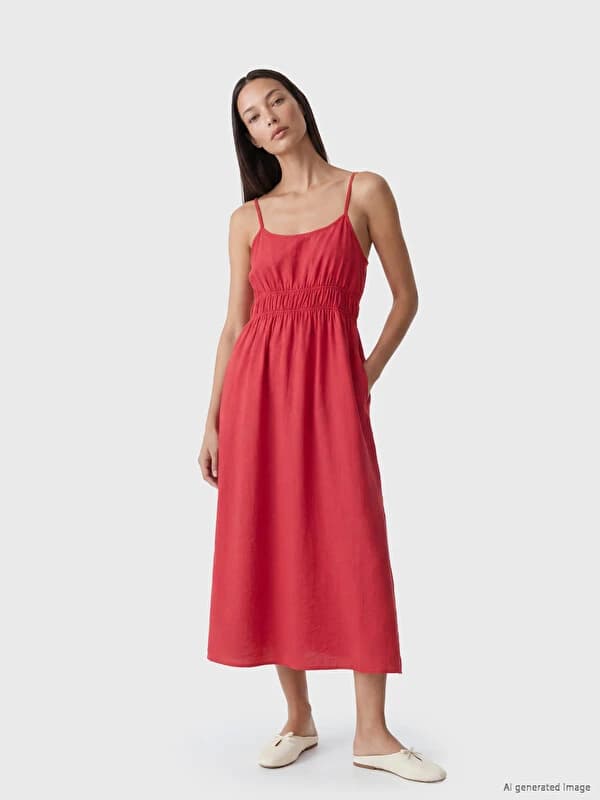 Square Neck Strappy A-Line Dress