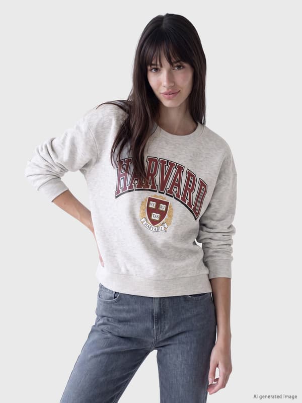 Harvard Printed Oversize Women's Thick Sweatshirt