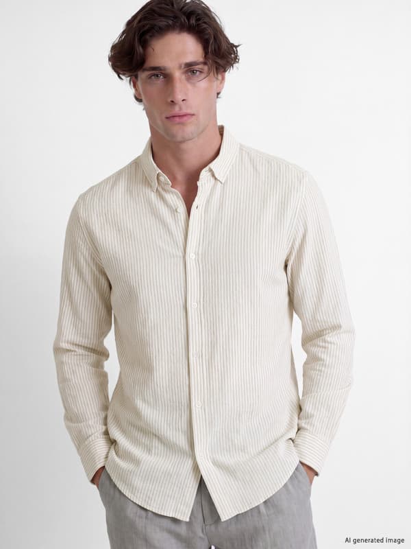 Regular Fit Striped Crinkle Men's Shirt