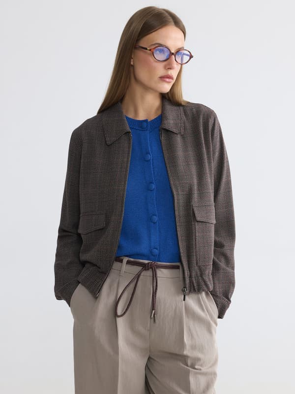 Collared Plaid Women's Jacket