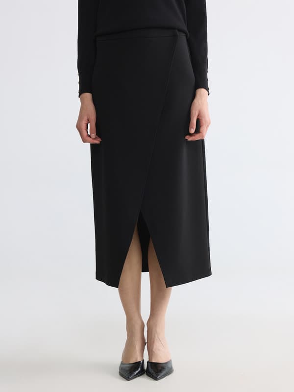 Wrap Cut Slit Pencil Skirt