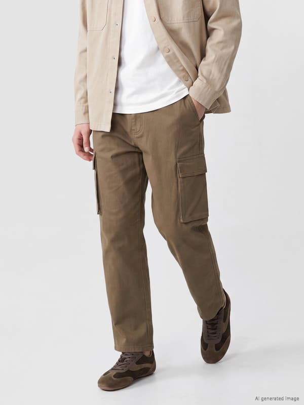 Regular Fit Gabardine Men's Cargo Trousers