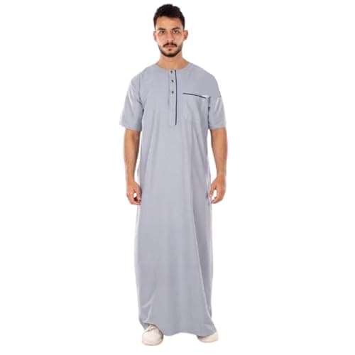 Fashion Men's Jalabiya Short Sleeve Comfortable and Light Fabric Stylish Design with Front Pocket - Perfect for Comfort and Style by Mizah Apparel