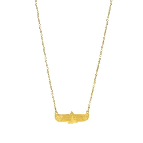 Julia Store 18K Gold Plated Stainless Steel Trendy Love Pharaonic Pendant Necklace, Ancient Egyptian Goddess Hathor Of Love & Magic Jewelry Gift For Women