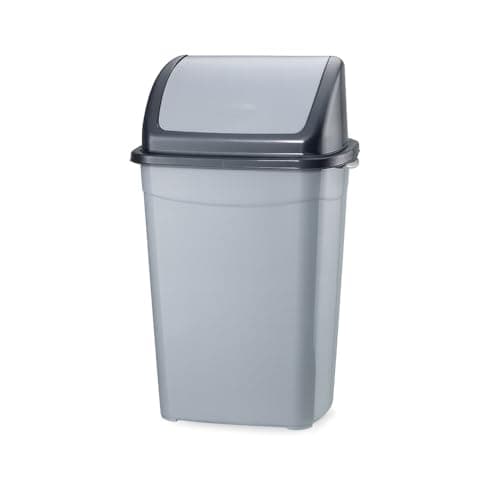 Planet 26 Liter Swing-Top Trash Can with Self-Closing Lid – Odor-Control Waste Bin for Kitchen, Bathroom & Office, Durable Easy-Clean Plastic (Gray)