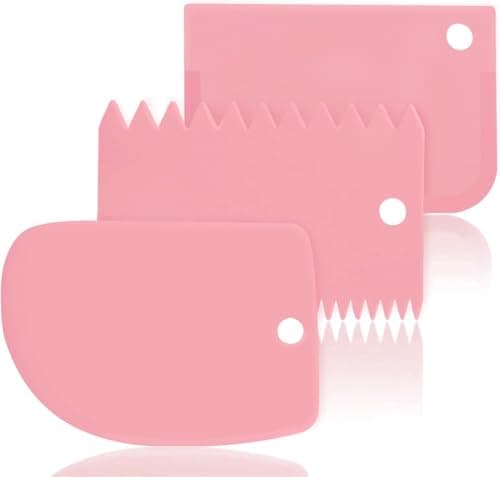 Circle M Cake Scraper Decorating Comb Pink Flexible Plastic for Baking