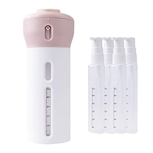 MengH-SHOP Travel Bottles Travel Liquid Lotion Container Dispenser 4-in-1 Portable Leak-Proof Rotatable Bottles for Shampoo Cosmetics Lotion, Pink, S, Pump dispenser