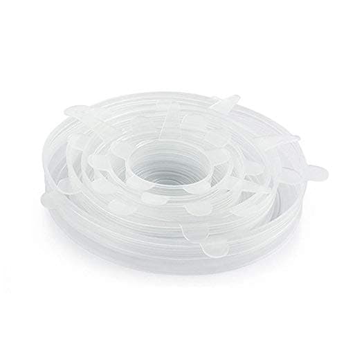 Silicone Stretch Fresh Food Storage Cover Stretch Bowl Lids 6 Pack, Clear Container lid