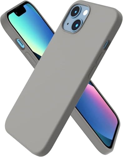 Compatible with iPhone 13/14 Case 6.1, Slim Liquid Silicone 3 Layers Full Covered Soft Gel Rubber Phone Case Protective Cover 6.1 Inch (Cold Gray) Cellular phone case