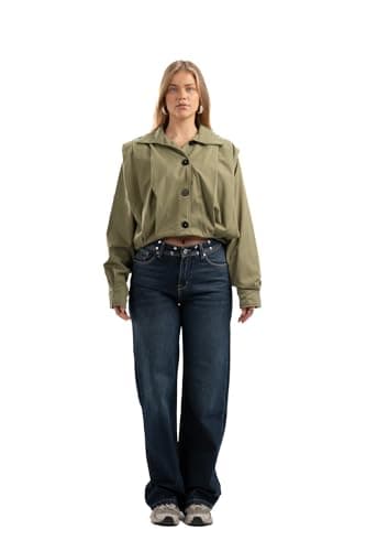 ASTK Womens Studded Wide Leg Jeans Pants