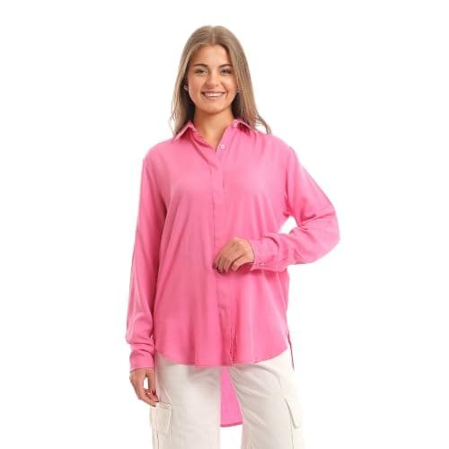 Andora Womens High-Low Textured with Hidden Buttons Blouses (pack of 1)