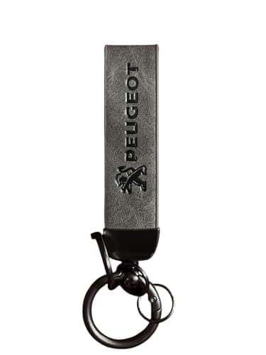 Ushop Car Keychain Compatible with Peugeot Car Keychain Fashion Leather Car Key Chain Metal Rings 360 Degree Rotation Car Key Ring