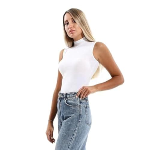 Mesery Cottovega Plain High Neck Sleeveless Undershirt - White (XL) Shirt