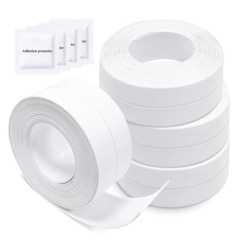 Senbaler 4 Rolls Bathroom Seal Tape, Self-Adhesive Sealing Tape, Waterproof Adhesive Caulking Tape for Kitchen Bathtub Shower (White)