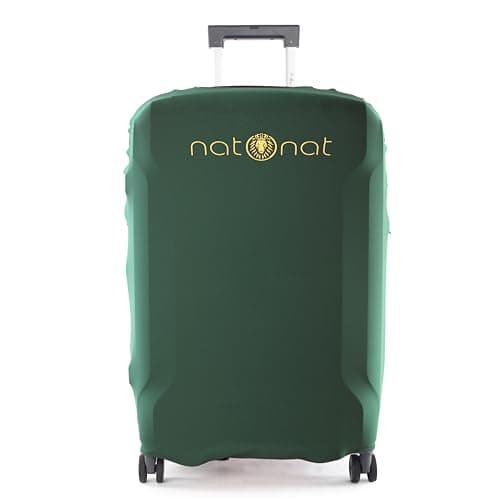 natOnat Luggage Cover for Travel – Stretch Suitcase Protector, Washable Spandex Polyester – Anti-Scratch & Dustproof – Solid Color – Fits 65–70 cm Height (Green, Large)
