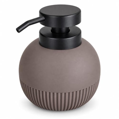 Soap Dispenser 250ml, Refillable Liquid Hand Wash & Lotion Pump Bottle, Matte Ribbed Countertop Design for Bathroom Kitchen Sink, AD-423, Brown
