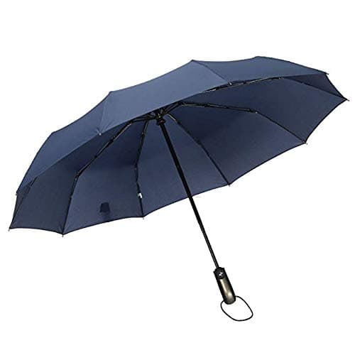 Travel Automatic Umbrella Windproof Compact One Touch Open Close Mechanism Long 13IN-Color Blue