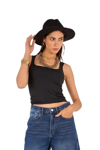 CLUE Square Neck Cropped Top Shirt