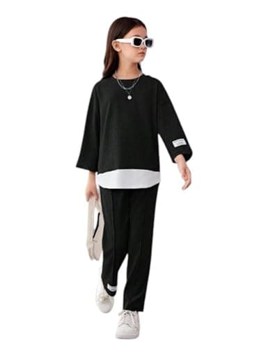Romba Girls Clothing Set - Stylish Casual Suit with Wide Sleeve and Comfy Pants, Fashion Outwear and Occasion Coordinated outfit