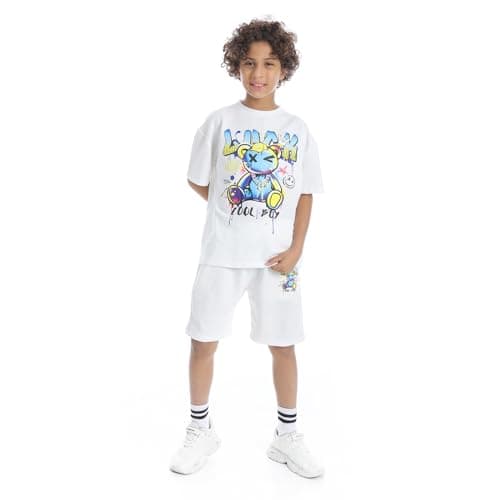 Red Circle Boys Front Printed Pajama Set With Short Front Printed Pajama Set With Short