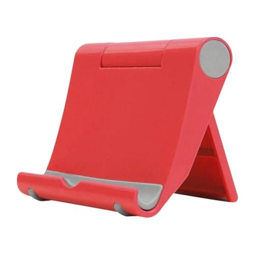Multi Angle Moblie Stand, Tablet Holder Adjustable Universal Plastic, Portable and Foldable Design For Desk, Table Compatible With All Smartphones Tablets 10 x 8 cm (Red) Portable electronic device stand