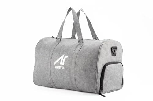 GTR Bag by Arij Bags | Gym and Travel Bag, 28L Capacity, Shoe Compartment, Main Compartment, Synthetic Linen Fabric, 45 × 23 × 27 cm (Grey)