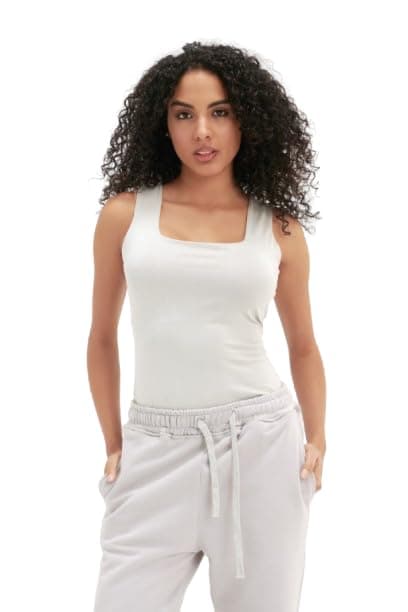 Women Square Neck Double-Layer Tank Top Shirt