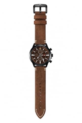 SF-h8486ME Men's Quartz Analog Chronograph Watch, Navy Textured Dial, Stainless Steel Case & Bracelet, Water Resistant, Scratch Resistant - Navy Silver
