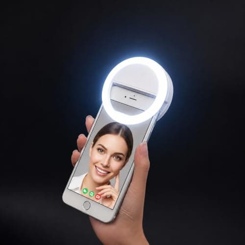 MAGBHA Portable LED Ring Selfie Light for All Smartphones | Tablets Enhancing Ring Light with 3 Level of Brightness for Photography Video Calling (Smart Phones Laptop Tablet LED Ring Selfie Light) Camera flash