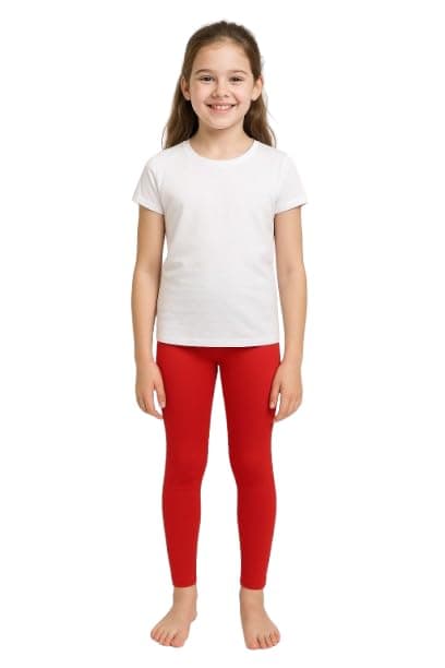Ajyal Girls' Cotton Leggings, Elastic Waistband, Stretch Fit Pants